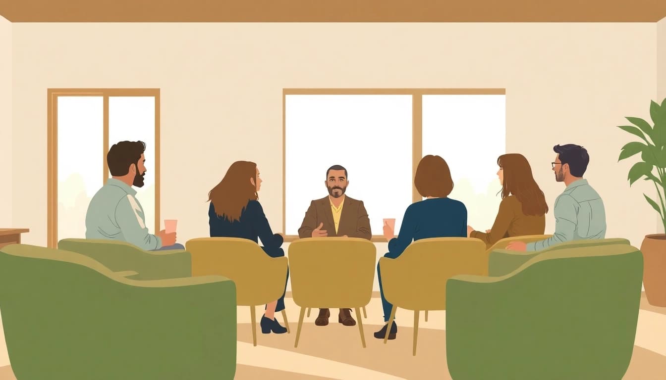 Fostering mental health awareness through open discussions in a peaceful environment.
