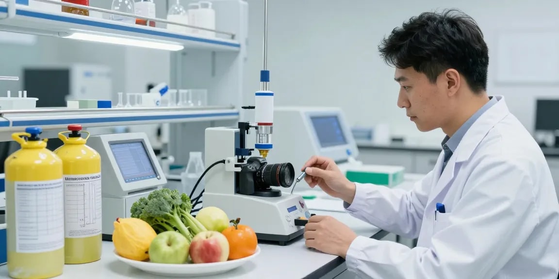 Ethylen Detektor in einem Labor mit Frischprodukten zur Überwachung der Reifung