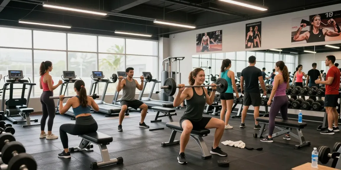 Erleben Sie den Global Pharma Steroid Shop mit Athleten im modernen Fitnessstudio, die ihre Stärke demonstrieren.