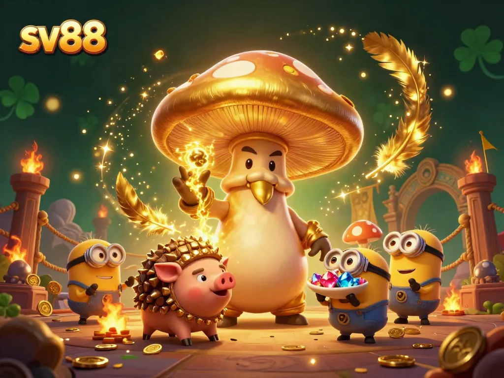 Bet on your luck with sv88, featuring a magical wizard and treasure in a vibrant casino scene.