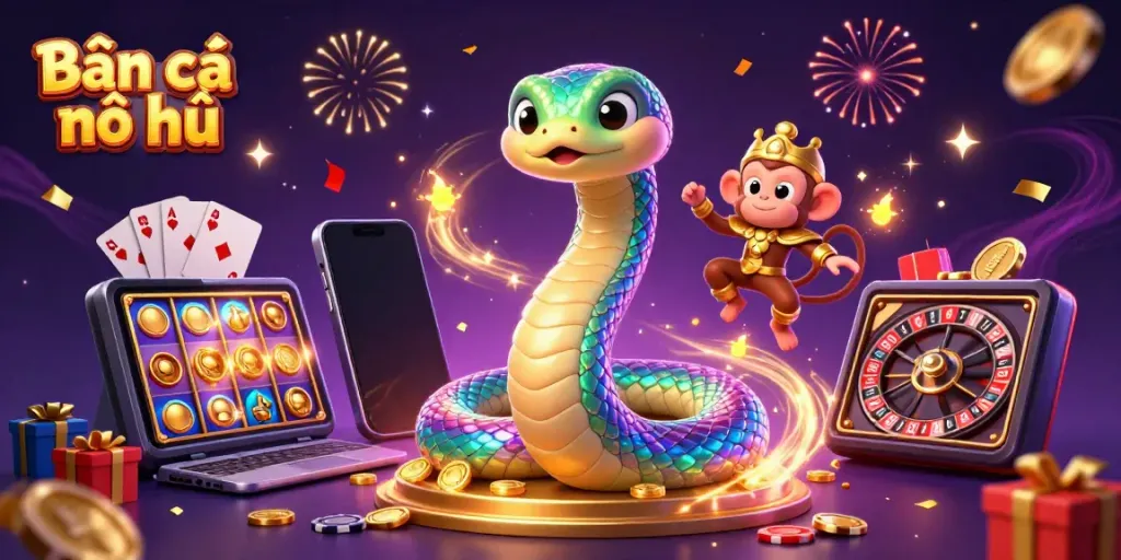 Bắn cá nổ hũ game scene featuring vibrant characters and exciting casino elements