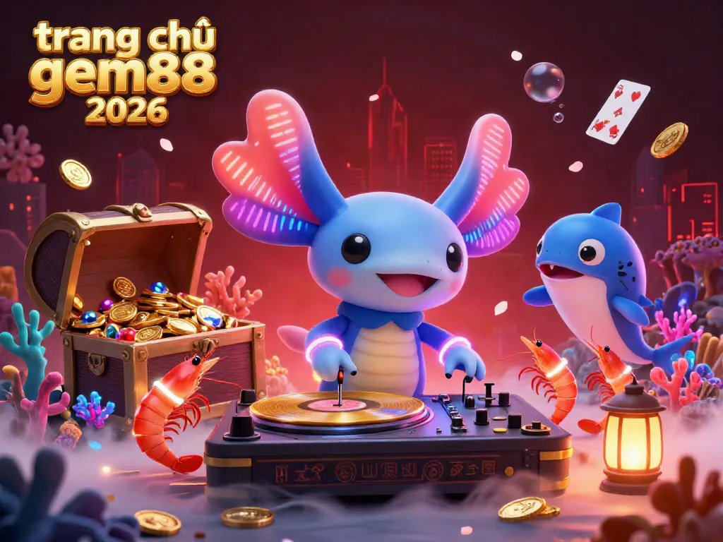 Dance with excitement at trang chủ gem88 2026 featuring an underwater party scene with vibrant aquatic characters.