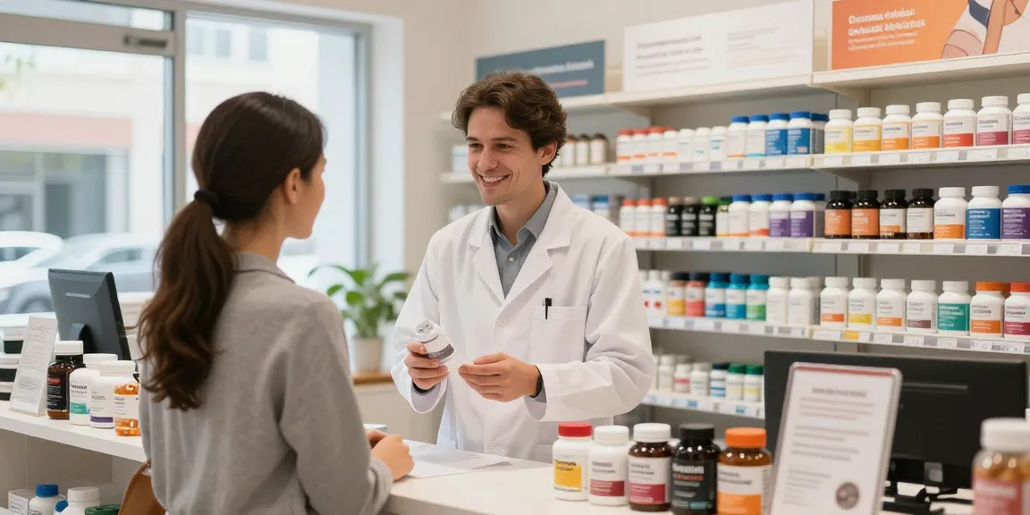 Kunde erhält fachkundige Beratung im Medi Pharma Shop in einer hellen und einladenden Umgebung.