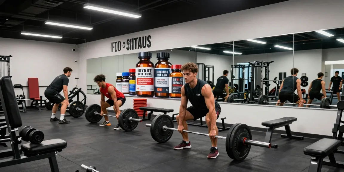 Aktive Athleten im Selliza Shop präsentieren qualitativ hochwertige Steroidprodukte im Fitnessstudio.