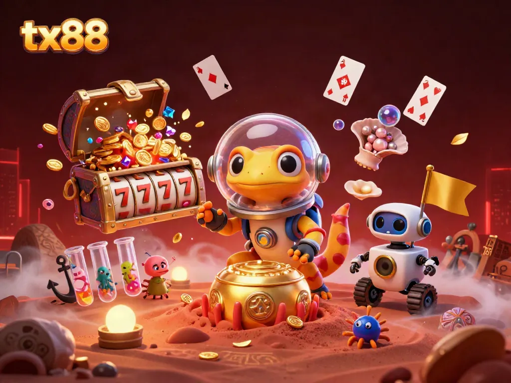 Experience the excitement of tx88 as a Martian gecko discovers a golden casino in space.