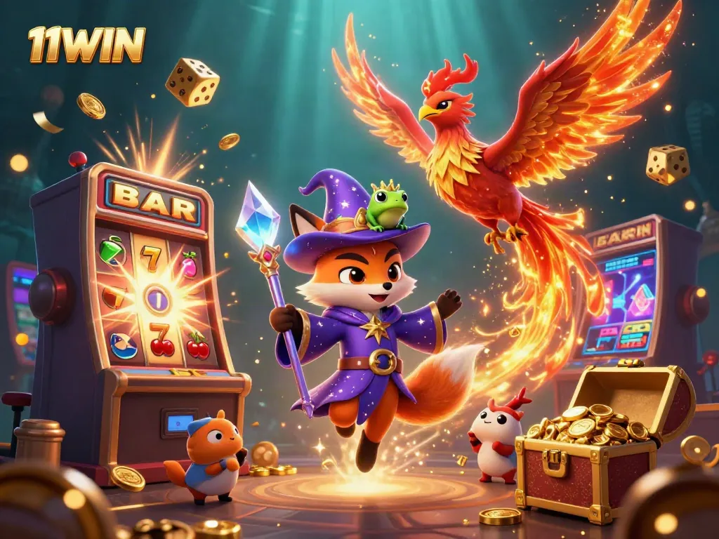 Experience the magic of 11WIN with a captivating scene featuring enchanting characters and thrilling casino elements.