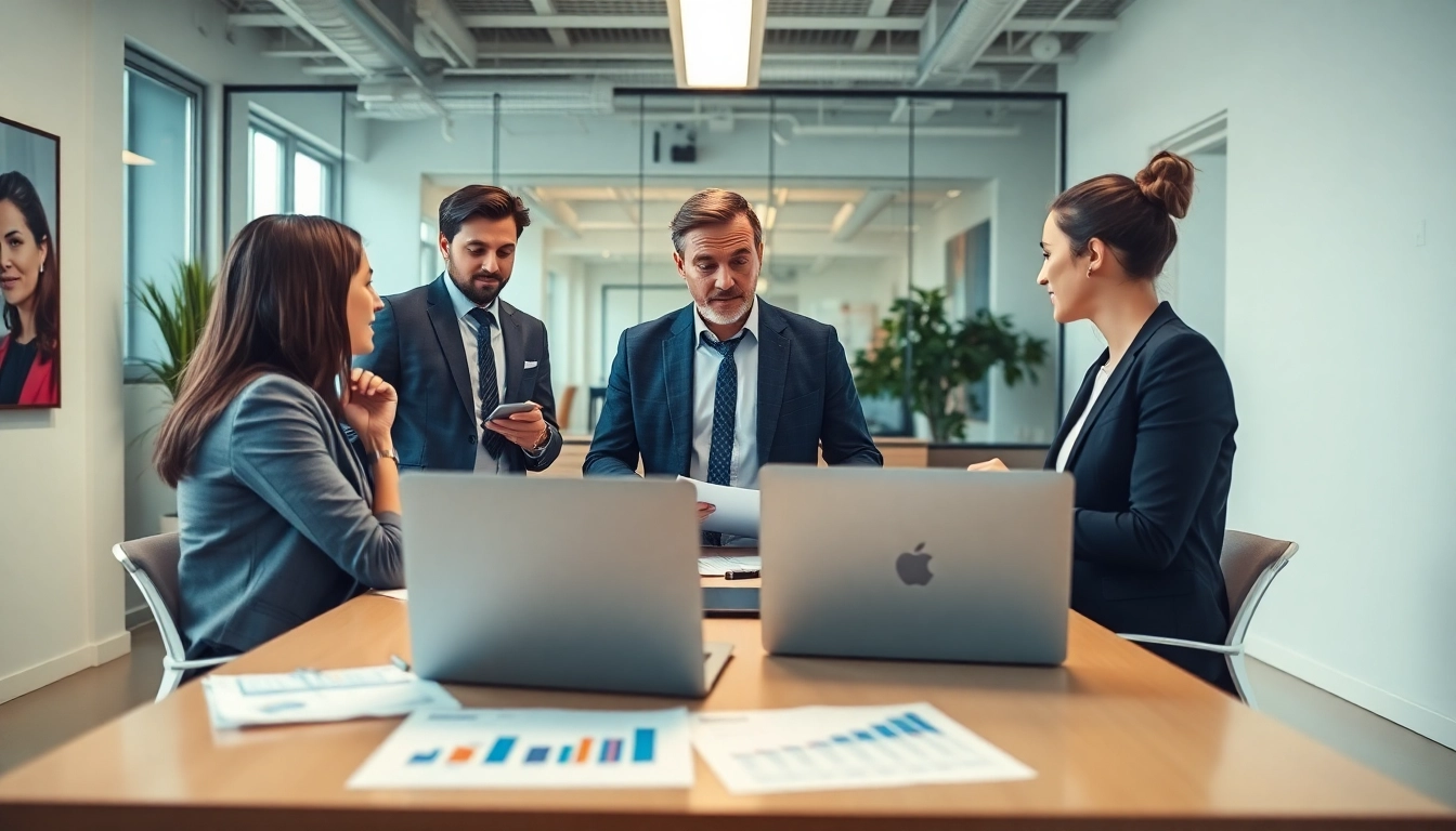 Headhunter Schweiz bei der Beratung in einem modernen Büro mit Grafiken und Lebensläufen.
