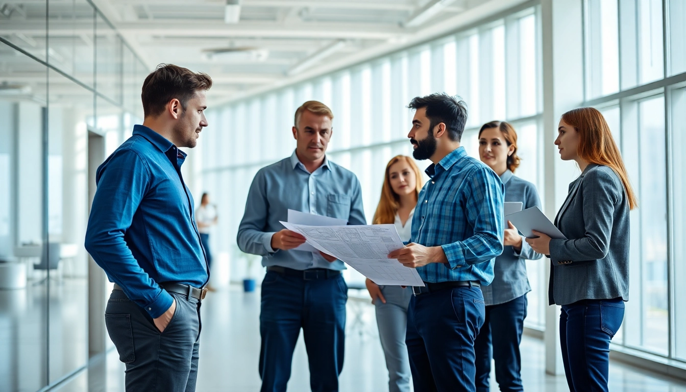 Headhunter Ingenieure discussing project plans in a modern office.