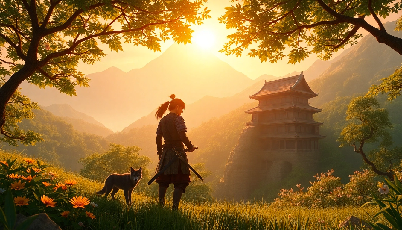 Ghost of Yōtei Bewertung: Ein atemberaubendes Visual aus dem Spiel, das den Protagonisten in einer ruhigen japanischen Landschaft zeigt und das Wesen der Erkundung einfängt.