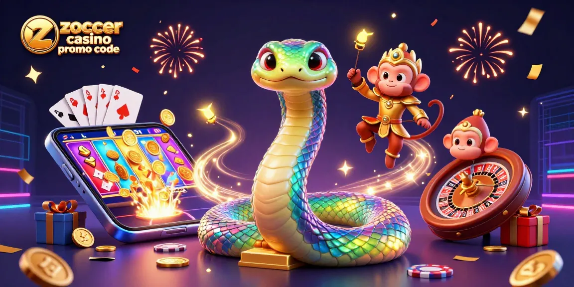 Win big with the zoccer casino promo code while enjoying a vibrant 3D casino-themed illustration