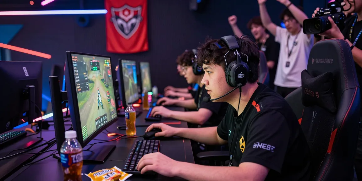 ผู้เล่น playme8 สนุกสนานในการแข่งขันเกมในงาน esports arena ที่สดใส